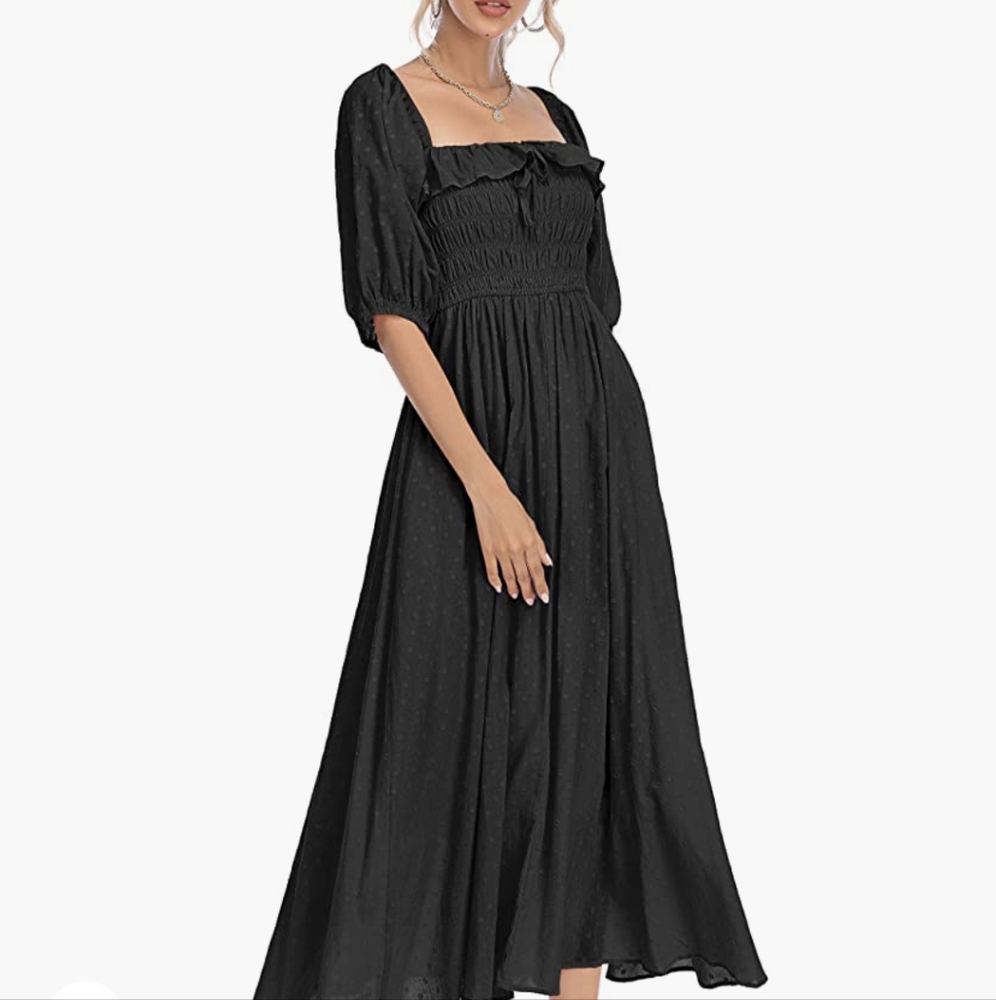 NWT Black Cotton Midi Dress - Medium